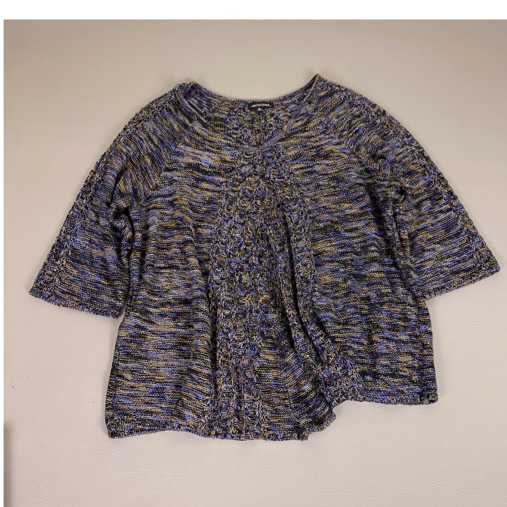 Notations Sweater‎ Top Women's XL Multicolored Cable Knit V-Neck 3/4 Sleeve